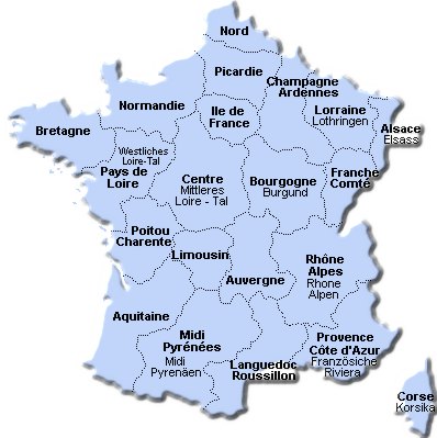 Frankreich Landkreise